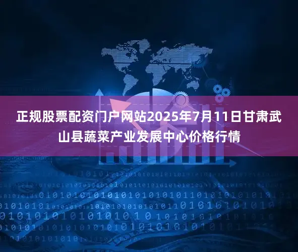 正规股票配资门户网站2025年7月11日甘肃武山县蔬菜产业发展中心价格行情
